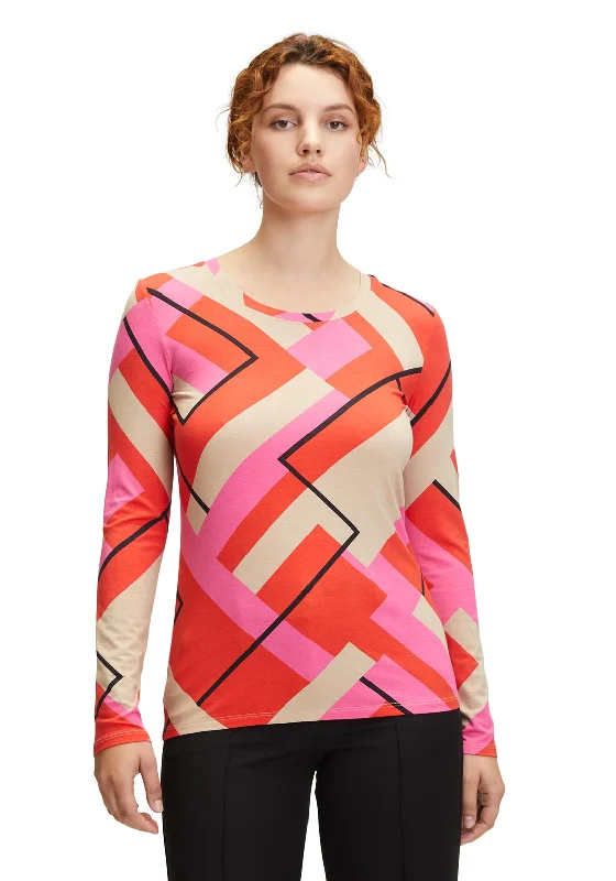 Betty Barclay Vibrant Abstract Stripe Print T-Shirt, Red Spandex Blend Rayon Blend Denim Blend Betty Barclay Vibrant Abstract Stripe Print T-Shirt, Red Spandex Blend Rayon Blend Denim Blend