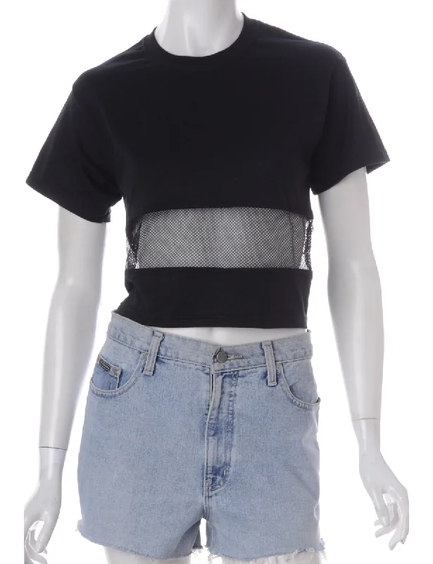 Label Shona Mesh Panel T-shirt Thin T-Shirt Open Front Quick Dry