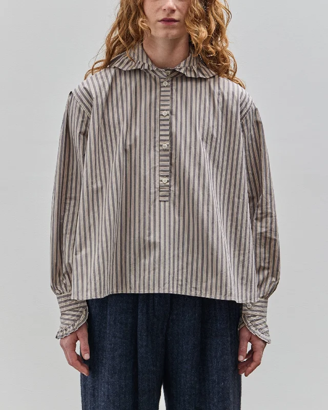 Cawley Striped Brookes Shirt, Black Graphic Embroidered Appliqued