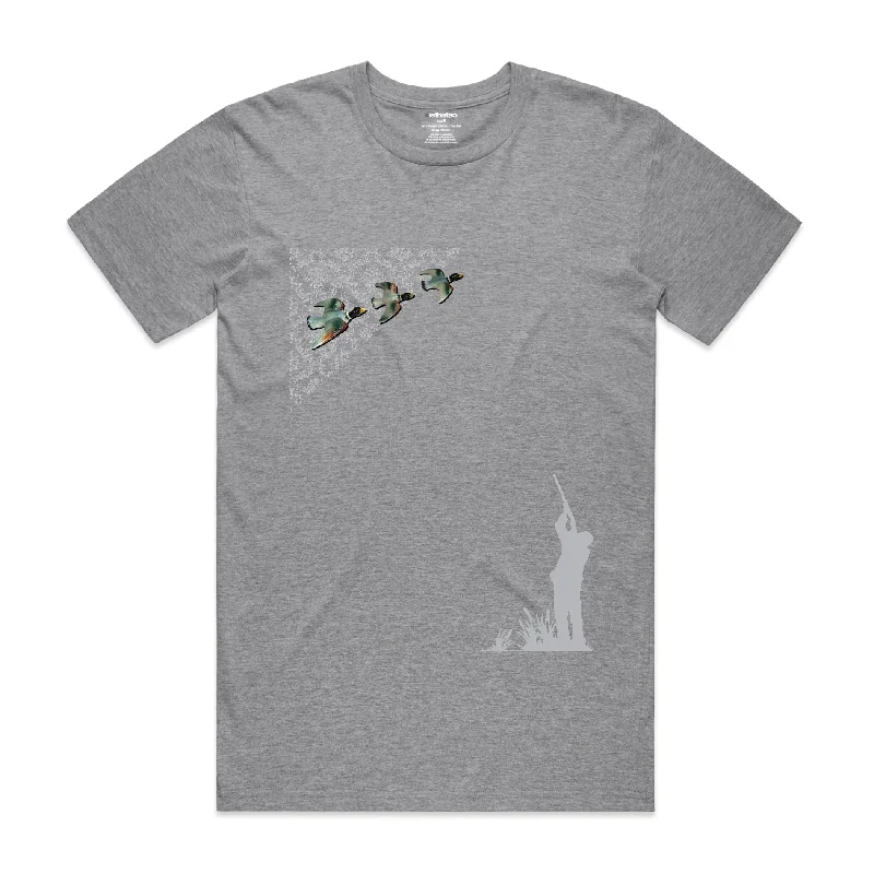 Isthatso Cotton Graphic T-Shirt - Ducks - Grey Silk Blend Satin Velvet