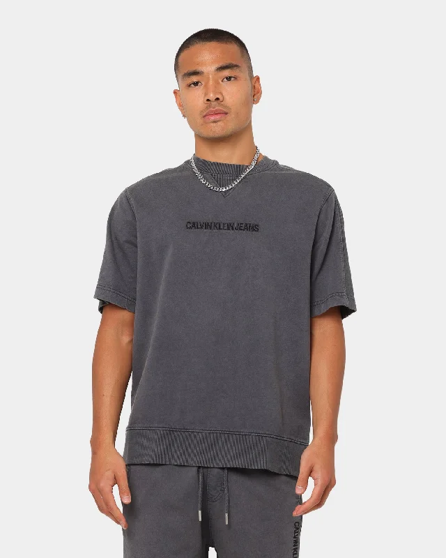 Calvin Klein Institute Embroidery T-Shirt Black Mesh Blend Leather Blend Suede Blend Calvin Klein Institute Embroidery T-Shirt Black Mesh Blend Leather Blend Suede Blend