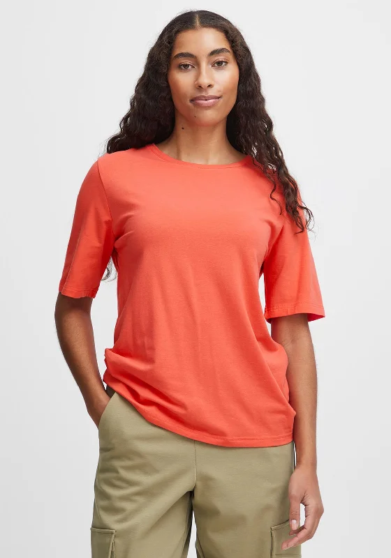 B.Young Pamila Basic T-Shirt, Cayenne Solid Print Embellished