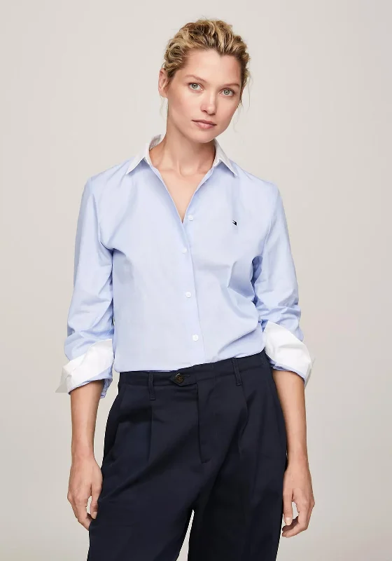 Tommy Hilfiger Fill A Fill Regular Shirt, Well Water Blue Graphic Embroidered Appliqued Tommy Hilfiger Fill A Fill Regular Shirt, Well Water Blue Graphic Embroidered Appliqued
