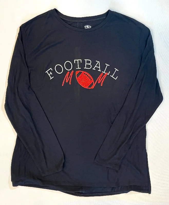 Football Mom Long Sleeve Black & Red Shirt size Large NWT Zippered Front Buttoned Front Snap Front