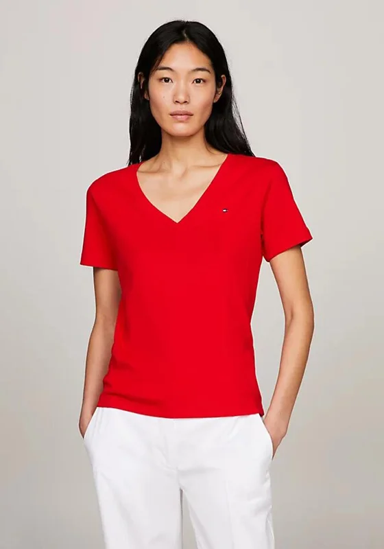 Tommy Hilfiger V-Neck Slim Fit Ribbed T-Shirt, Fierce Red Lace Blend Ribbed Blend Corduroy Blend Tommy Hilfiger V-Neck Slim Fit Ribbed T-Shirt, Fierce Red Lace Blend Ribbed Blend Corduroy Blend
