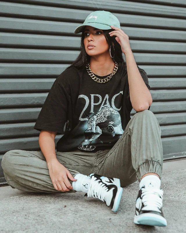 Tupac All Eyez Finger T-Shirt Washed Black Hooded Caped Shawl Collar