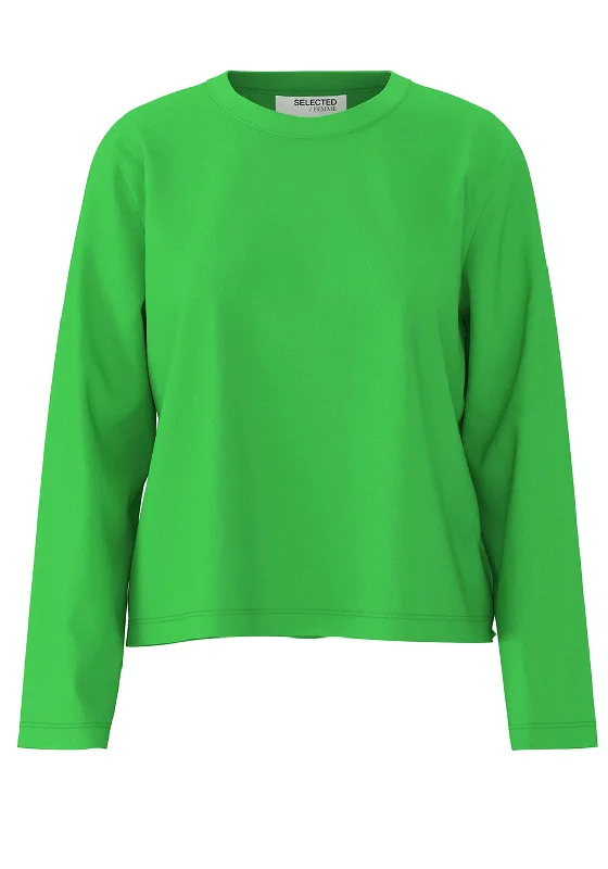 Selected Femme Essential Boxy Cotton T-Shirt, Classic Green Seamless Knitted Crochet Selected Femme Essential Boxy Cotton T-Shirt, Classic Green Seamless Knitted Crochet