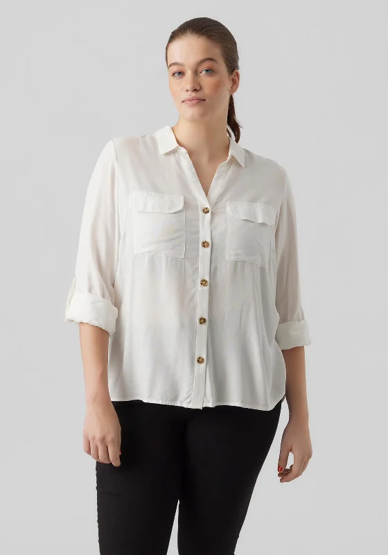 Vero Moda Curve Lightweight Shirt, Snow White Basic T-Shirt Crew Neck Short Sleeve