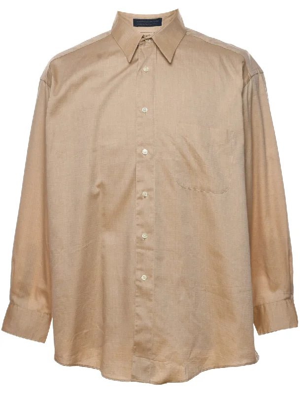 Light Brown Shirt - L Welt Pockets Slit Pockets Flap Pockets