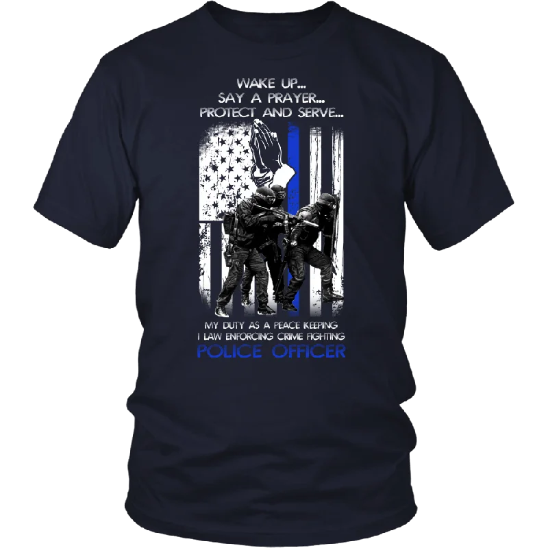 Officer's Wake Up Say a Prayer Shirt Ribbed Striped Patterned