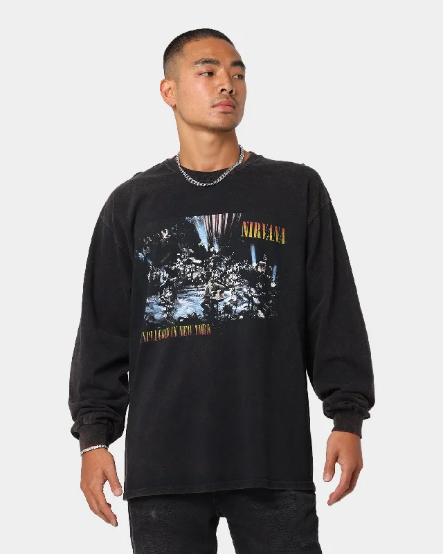 Nirvana Unplugged Long Sleeve T-Shirt Black Wash Terry Blend Velvet Blend Canvas Blend Nirvana Unplugged Long Sleeve T-Shirt Black Wash Terry Blend Velvet Blend Canvas Blend