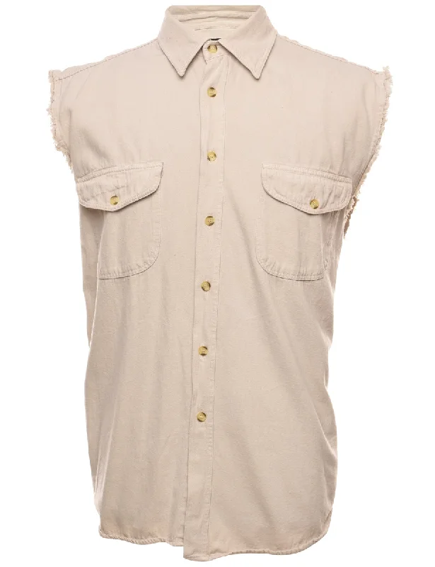 Light Brown Denim Shirt - M Lace Blend Ribbed Blend Corduroy Blend