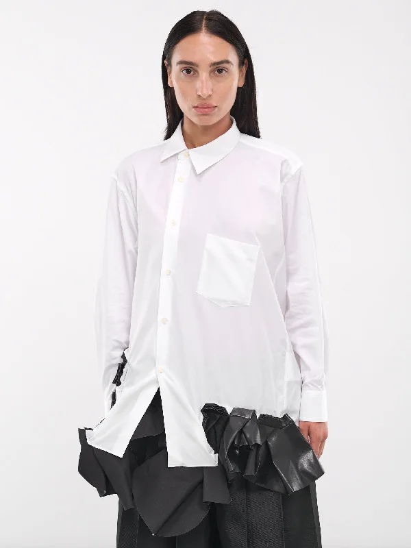 Asymmetric Shirt (GN-B010-051-WHITE-BLACK) Notch Collar Peter Pan Collar Cowl Neck