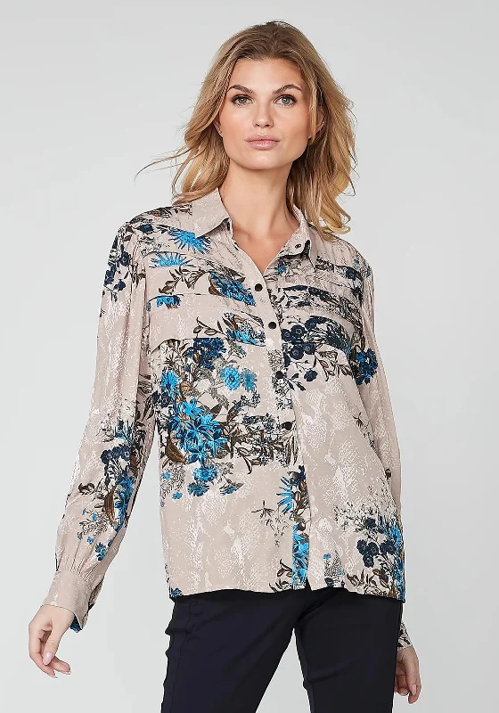 Nu Denmark Riborg Patterned Shirt, Electric Blue Multi Boxy Fit Fitted Loose
