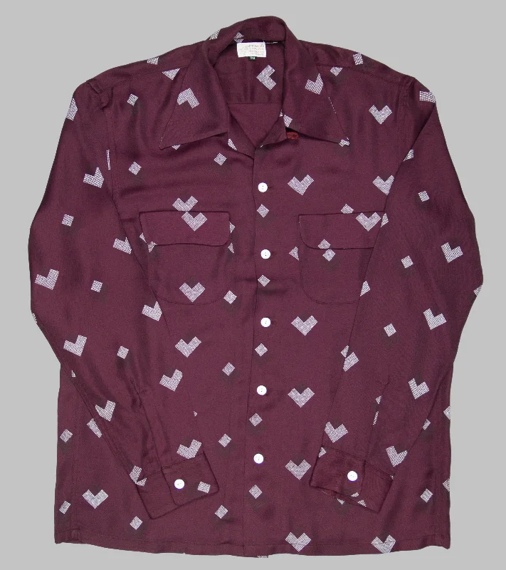 Bryceland's Rayon Shirt Diamond Burgundy Fleece Nylon Spandex