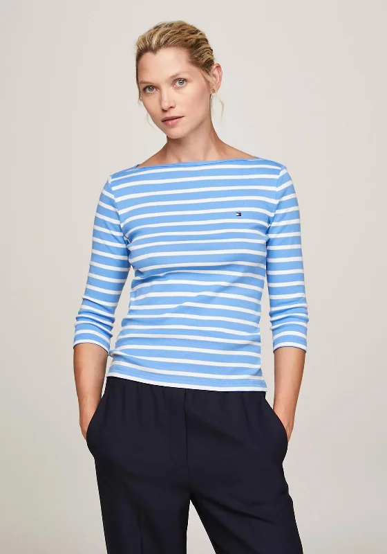 Tommy Hilfiger Womens Boat Neck Slim Fit T-Shirt, Blue Spell Rayon Fabric Velvet Fabric Corduroy Fabric Tommy Hilfiger Womens Boat Neck Slim Fit T-Shirt, Blue Spell Rayon Fabric Velvet Fabric Corduroy Fabric