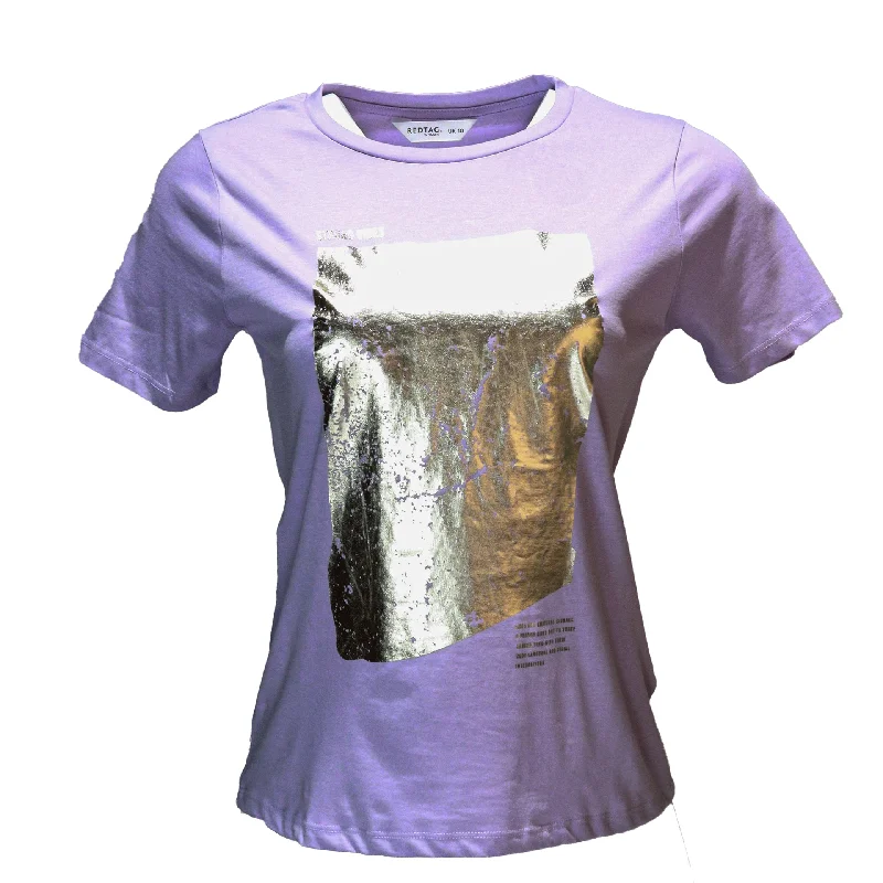 Lilac Foil Printed T Shirt Polka Dot Checkered Tartan