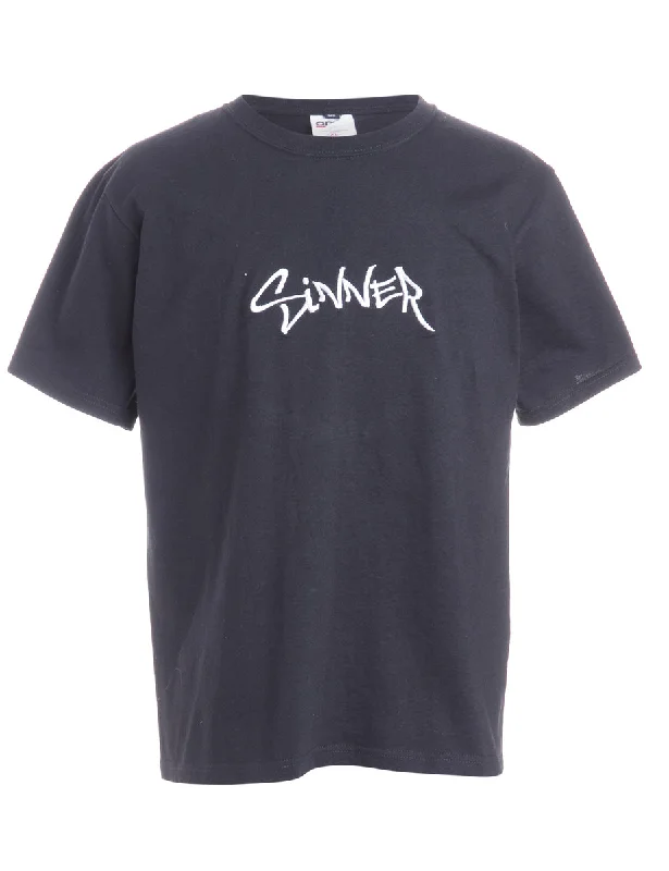 Label Sinner T-Shirt Graphic Embroidered Appliqued