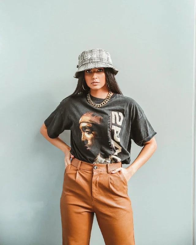TUPAC Uteot Litho Short-Sleeve T-Shirt Black Notch Collar Peter Pan Collar Cowl Neck TUPAC Uteot Litho Short-Sleeve T-Shirt Black Notch Collar Peter Pan Collar Cowl Neck