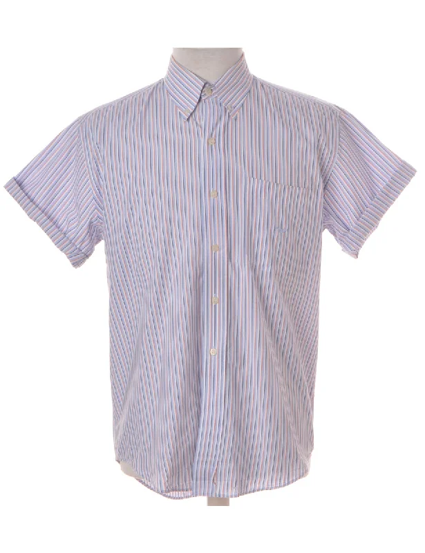 Label Roll Sleeve Stripy Shirt - XL Mesh Blend Leather Blend Suede Blend