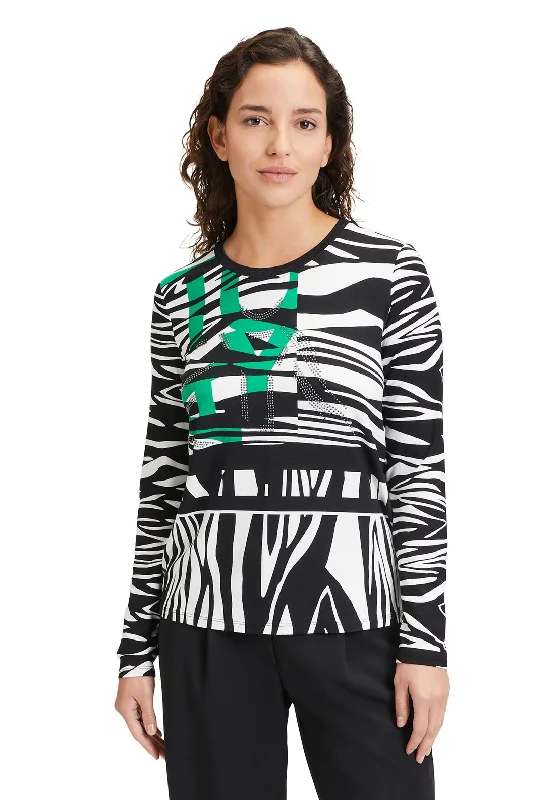 Betty Barclay Animal Print Embellished T-Shirt, Black & Green Basic T-Shirt Crew Neck Short Sleeve Betty Barclay Animal Print Embellished T-Shirt, Black & Green Basic T-Shirt Crew Neck Short Sleeve