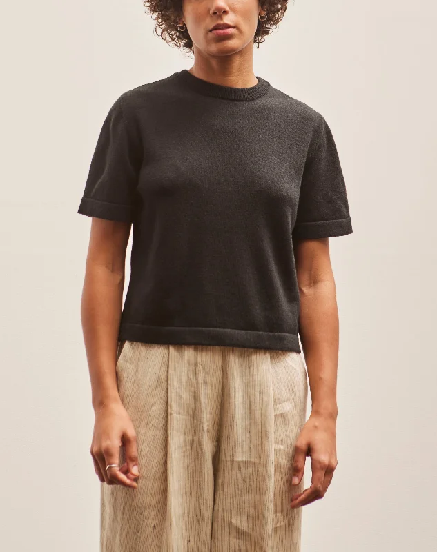 Cordera Merino Wool T-Shirt, Black Ribbed T-Shirt High Neck Heavyweight