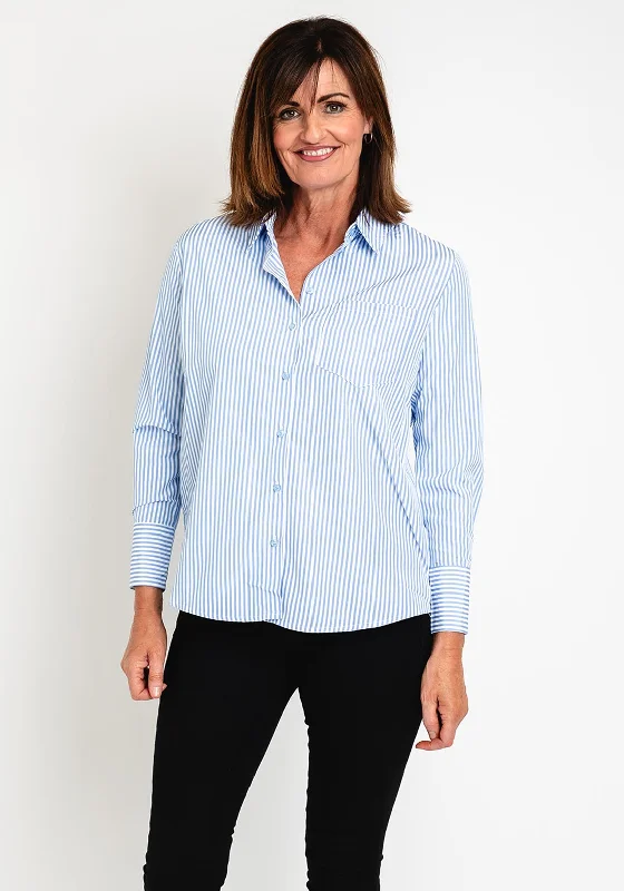 Kate & Pippa Oxford Striped Shirt, Blue Knit Fabric Woven Fabric Fleece Fabric