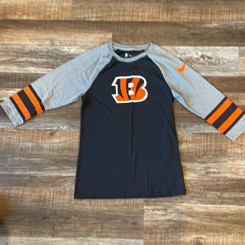 NFL NIKE Cincinnati Bengals 3/4 Sleeve Shirt womens size XSmall Cotton Fabric Linen Fabric Terry Fabric