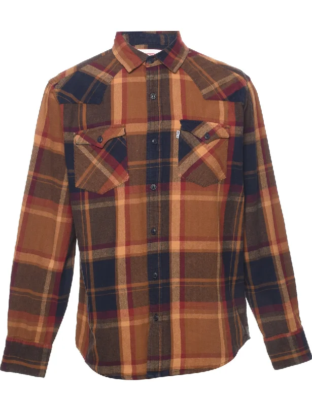 Levi's Checked Shirt - M Plaid T-Shirt Polka Dot Checkered