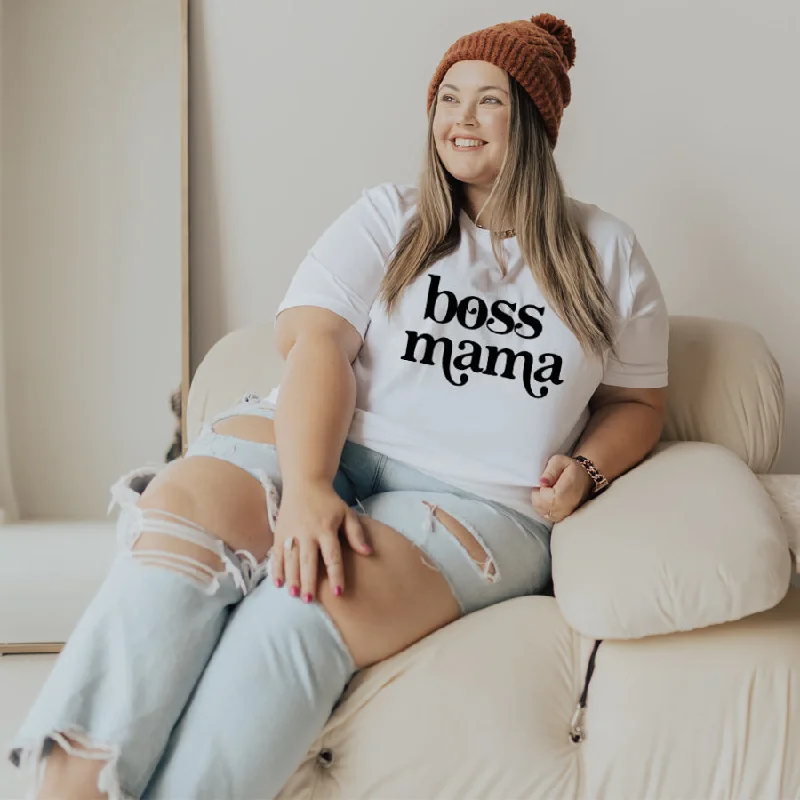 Boss Mama T-Shirt Collared Crew Neck Turtle Neck