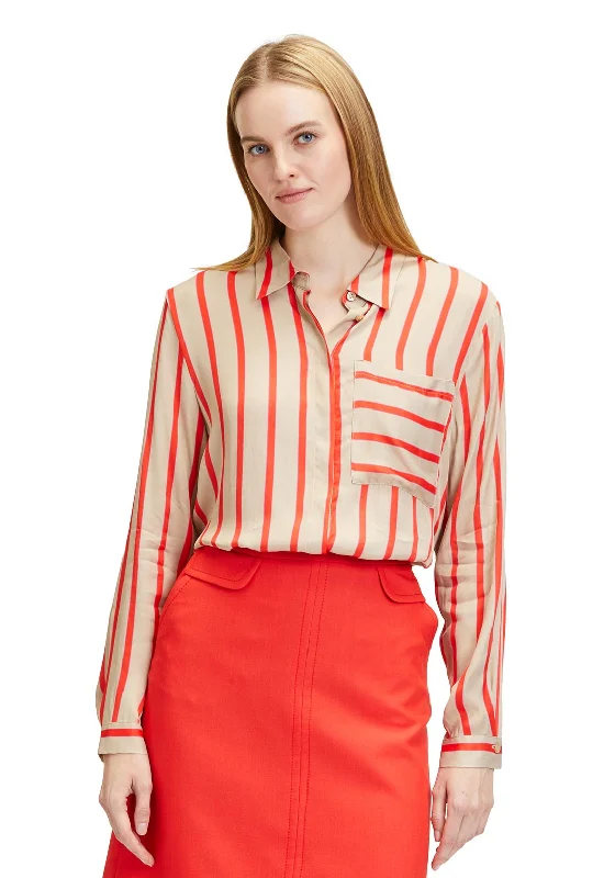 Betty Barclay Satin Feel Striped Shirt, Red & Beige Chenille Blend Fleece Blend Nylon Blend Betty Barclay Satin Feel Striped Shirt, Red & Beige Chenille Blend Fleece Blend Nylon Blend