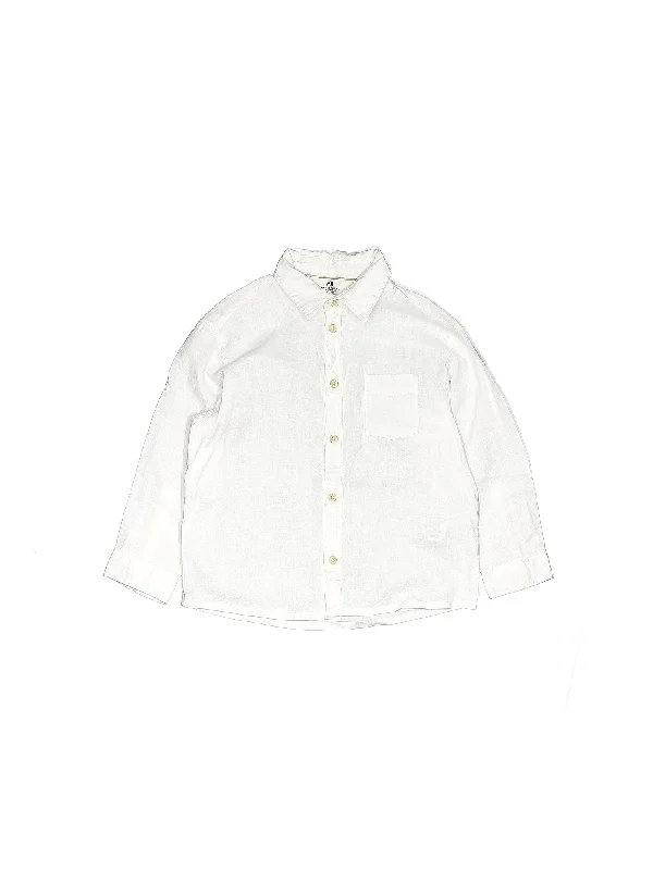 Long Sleeve Button Down Shirt Mesh Canvas Denim