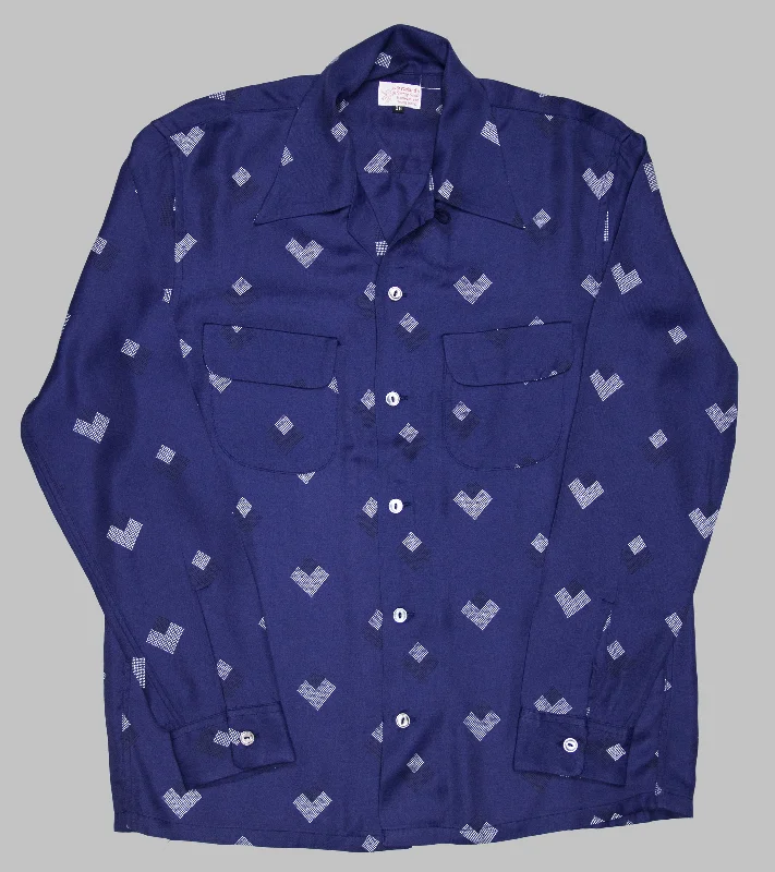 Bryceland's Rayon Shirt Diamond Blue Rayon Velvet Corduroy