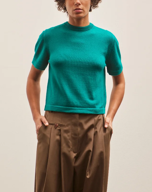 Cordera Merino Wool T-Shirt, Teal Green Fitted T-Shirt Seamless Stretchy