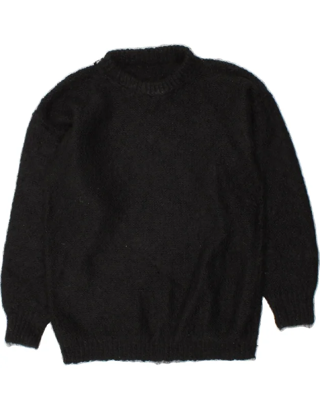 VINTAGE Womens Crew Neck Jumper Sweater UK 18 XL Black Terry Blend Velvet Blend Canvas Blend VINTAGE Womens Crew Neck Jumper Sweater UK 18 XL Black Terry Blend Velvet Blend Canvas Blend