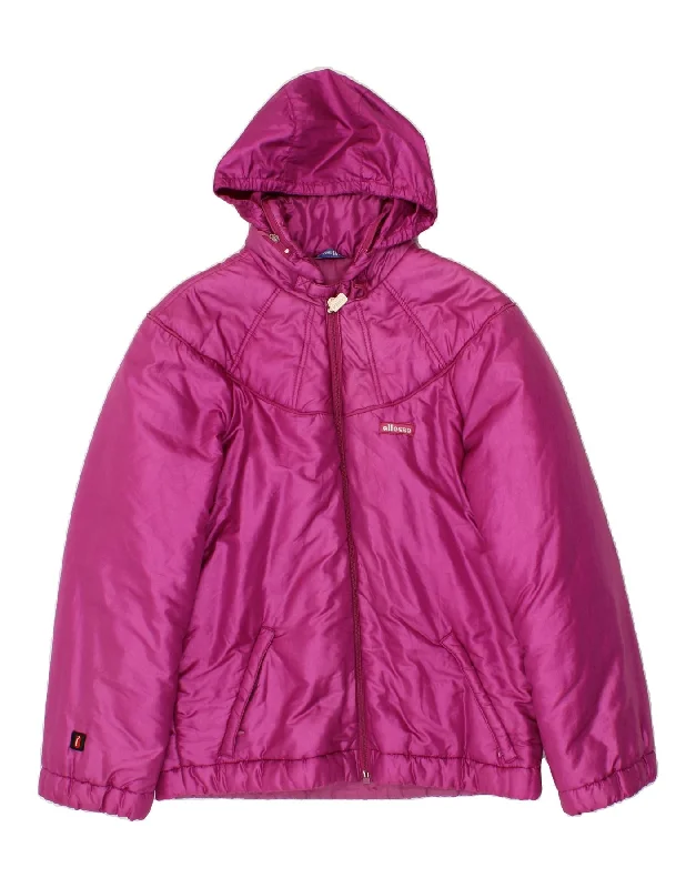 ELLESSE Womens Hooded Padded Jacket UK 14 Large Pink Appliqued Jacket Beaded Jacket Sequined Jacket ELLESSE Womens Hooded Padded Jacket UK 14 Large Pink Appliqued Jacket Beaded Jacket Sequined Jacket