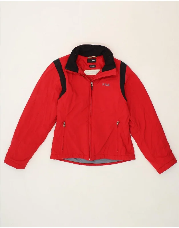 FILA Womens Windbreaker Jacket UK 8 Small Red Polyamide Anorak Shell Jacket Lightweight Jacket