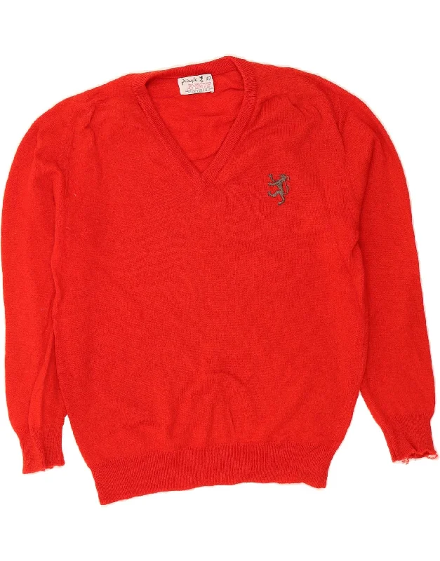 PRINGLE Womens V-Neck Jumper Sweater EU 42 Large Red Wool Zippered Front Buttoned Front Snap Front PRINGLE Womens V-Neck Jumper Sweater EU 42 Large Red Wool Zippered Front Buttoned Front Snap Front