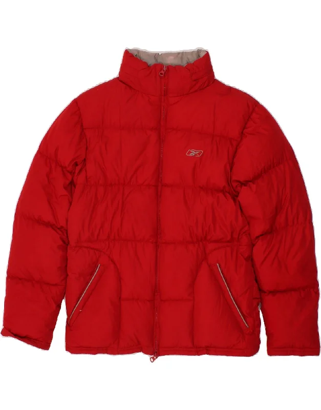 REEBOK Womens Padded Jacket UK 12 Medium Red Insulated Jacket Fitted Jacket Loose Jacket REEBOK Womens Padded Jacket UK 12 Medium Red Insulated Jacket Fitted Jacket Loose Jacket