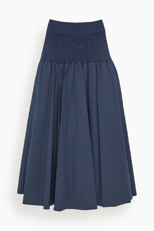 Stella Midi Skirt With Knit Yoke in Midnight pencil skirt chic