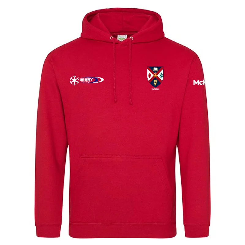 Mc Keever Queens Hurling College Hoodie - Adult - Fire Red Hoodie with Earth Tones Natural Calm Mc Keever Queens Hurling College Hoodie - Adult - Fire Red Hoodie with Earth Tones Natural Calm