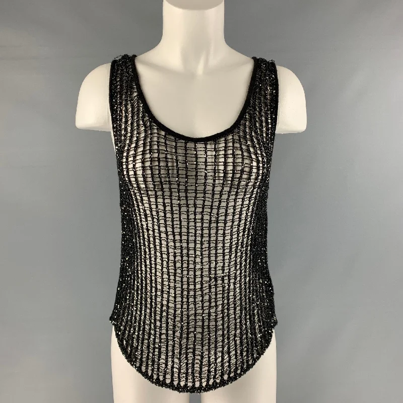 SAINT LAURENT Size XS Polyester Blend Knitted Tank Black Casual Top cropped tank top