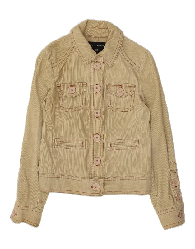 DOROTHY PERKINS Womens Corduroy Jacket UK 8 Small  Beige Cotton Hoodie Zip-Up Jacket Button-Up Jacket