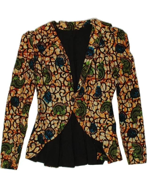 VINTAGE Womens Abstract Pattern Blazer Jacket UK 10 Small Multicoloured Ribbed Jacket Pleated Jacket Ruffled Jacket VINTAGE Womens Abstract Pattern Blazer Jacket UK 10 Small Multicoloured Ribbed Jacket Pleated Jacket Ruffled Jacket