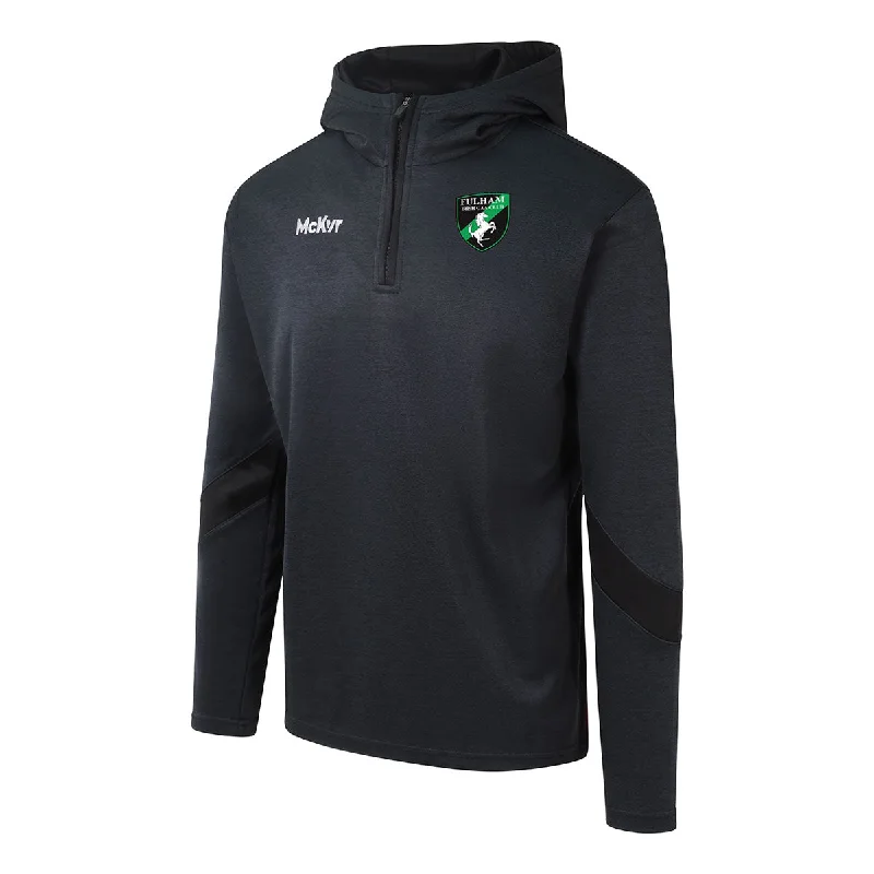 Mc Keever Fulham Irish GAA Core 22 1/4 Zip Hoodie - Adult - Black Hoodie with Puffed Sleeves Voluminous Trendy