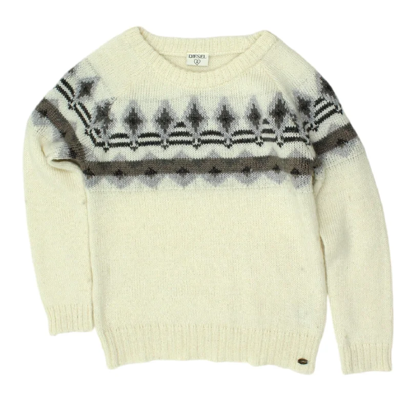 Diesel Womens Beige Knit Jumper | Vintage High End Designer Sweater Knitwear VTG Wool Fabric Cashmere Fabric Tweed Fabric Diesel Womens Beige Knit Jumper | Vintage High End Designer Sweater Knitwear VTG Wool Fabric Cashmere Fabric Tweed Fabric