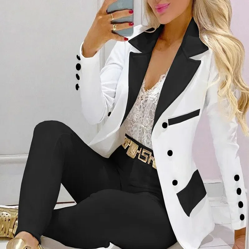 ensemble blazers et pantalons femme 2023 New Fashion Office Lady 2 Pcs Sets Slim Jacket And High Waist Pencil Pants Women Suits Cotton Fabric Linen Fabric Terry Fabric ensemble blazers et pantalons femme 2023 New Fashion Office Lady 2 Pcs Sets Slim Jacket And High Waist Pencil Pants Women Suits Cotton Fabric Linen Fabric Terry Fabric