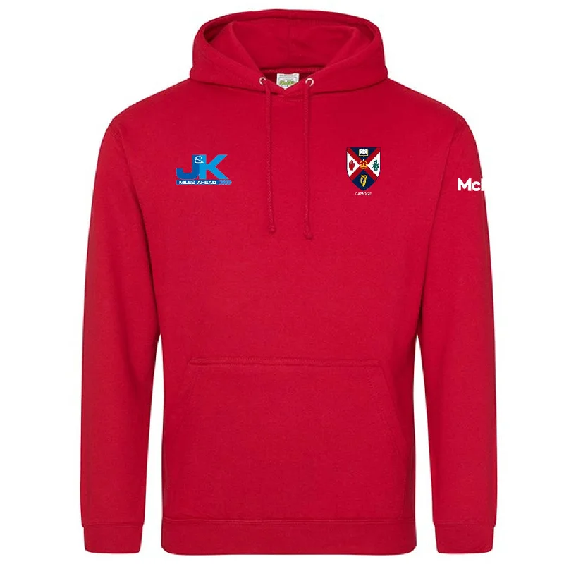 Mc Keever Queens Rugby College Hoodie - Adult - Fire Red Hoodie with Slim Fit Tailored Modern Mc Keever Queens Rugby College Hoodie - Adult - Fire Red Hoodie with Slim Fit Tailored Modern