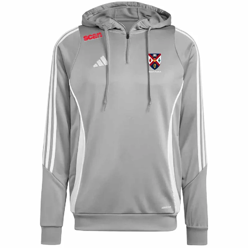 adidas Club Queens Football Tiro 24 Training Hoodie - Adult - Grey Hoodie with High Neck Warm Protective adidas Club Queens Football Tiro 24 Training Hoodie - Adult - Grey Hoodie with High Neck Warm Protective