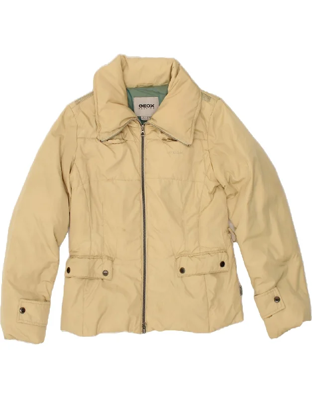 GEOX Womens Padded Jacket UK 10 Small Beige Polyester A-Line Jacket Boat Neck Shawl Collar GEOX Womens Padded Jacket UK 10 Small Beige Polyester A-Line Jacket Boat Neck Shawl Collar